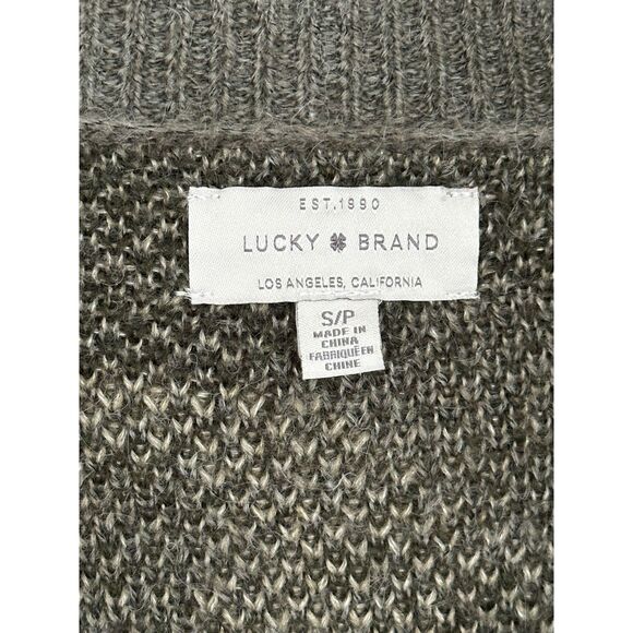 Lucky Brand Cardigan Sweater Women's S Green Camouflage Knit V-Neck Wool Blend - Picture 2 of 9